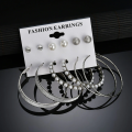Trendy 6 Pairs = 12 Pcs Pearl Stud and Hoop Earrings for Women Popular Statement Earrings Set for Girls. 
