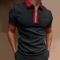 Summer short-sleeved POLO shirt men's casual breathable T-shirt lapel pocket men's top solid color street men's wear.