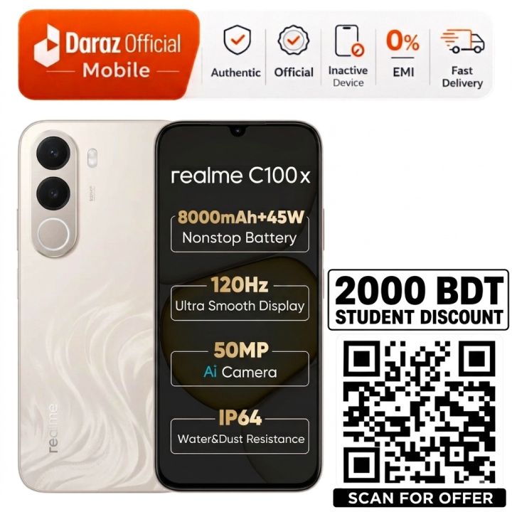 realme C100x 6+128GB Smartphone | 8000mAh Battery, 45W Fast Charging, 6.8-inch Screen | Official Warranty