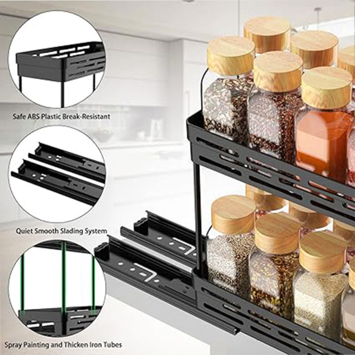 WORTHBUY%20Double-layer%20Seasoning%20Jar%20Plastic%20Storage%20Rack%20Shelves%20Pull-out%20Spice%20Jar%20Storage%20Organizer%20For%20Kitchen%20Cabinet%20-%20Image%205