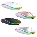 (Ready Now)C7002 2400DPI 4 Keys Colorful Luminous Wireless Mouse, Color: Dual-modes White. 
