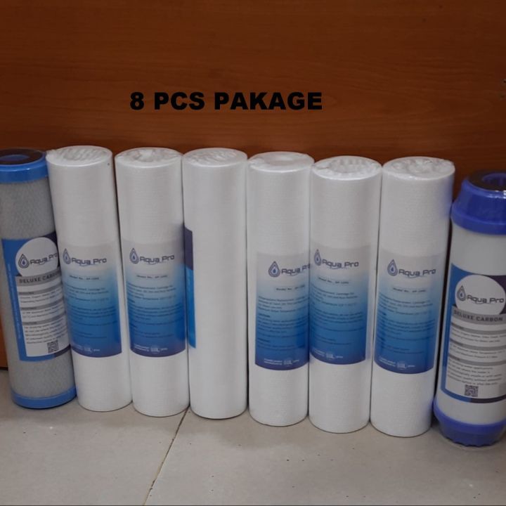 Sediment Filter PP -6 Pcs, CTO Net Carbon-1 Pcs and 10" UDF Box Carbox-1 Pcs ( 8 Pcs Package) AQUQPRO PREMIUM