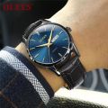 Leather Waterproof Alloy Case Quartz Analog Fashion Watch for Men. 