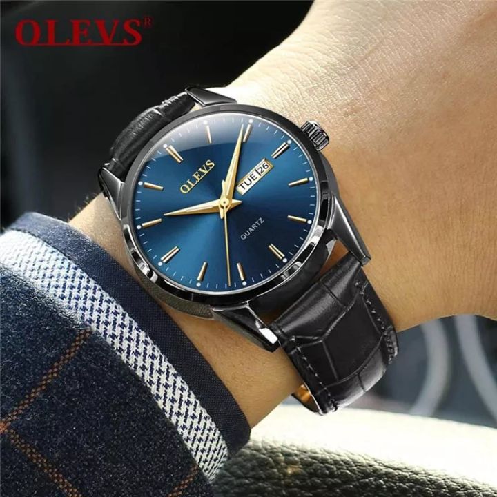 Leather Waterproof Alloy Case Quartz Analog Fashion Watch for Men