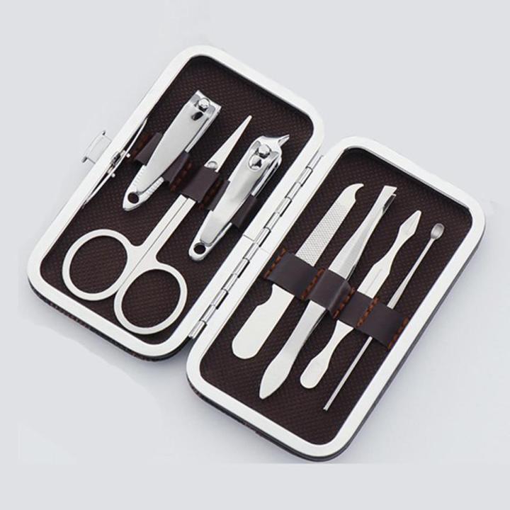 7 in 1 Nail Nail Manicure Tools Set with Leather Case Stainless Nail Manicure Tools