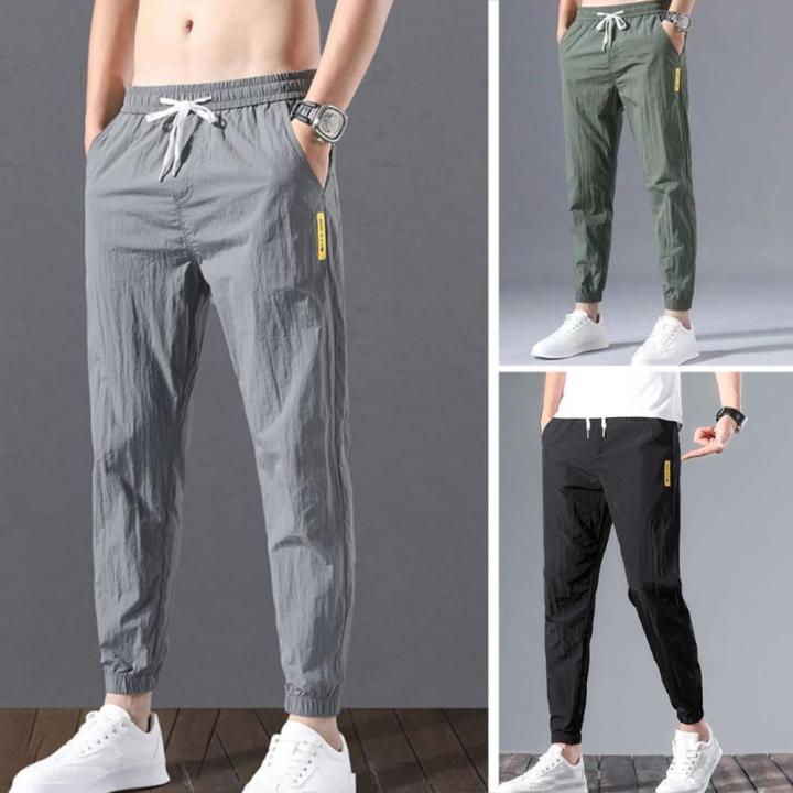Stylish%20Casual%20Pants%20Mid-waisted%20Men%20Clothing%20Polyester%20Korean%20Style%20Men%20Ankle%20Tied%20Joggers%20Pants%20-%20Image%204