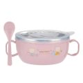 Baby Feeding Bowl with Lids Stainless Steel Insulated Bowl Spoon Set Children Tableware Cartoon Printed Easy To Clean Children Food Bowl.