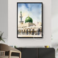 Masjid Nabawi Islamic Art Poster Watercolor Art Wall Canvas Painting Muslim Prints Living Room Mecca Art Picture Home Decor.