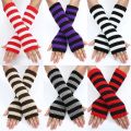 Warm Arm Warmers Women Wrist Elbow Thermal Glove Hand Arm Warmers Striped Knitted Woolen Elbow Mittens Cosplay Arm Sleeves. 