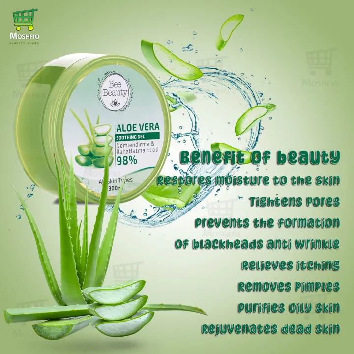 Bee%20Beauty%20Aloe%20Vera%20Soothing%20Gel%20Moisturizing%20and%20Soothing%20Effective%2098%25%20Turkish%20Product%20300ml%20-%20Image%203