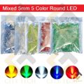 LED Mixed 5mm 5 Color 100Pcs Green Red Yellow White Blue Round LED Light Emitting Diode Basic Light Bulbs For Electronics Project Indicator Front Panels Light DIY. 