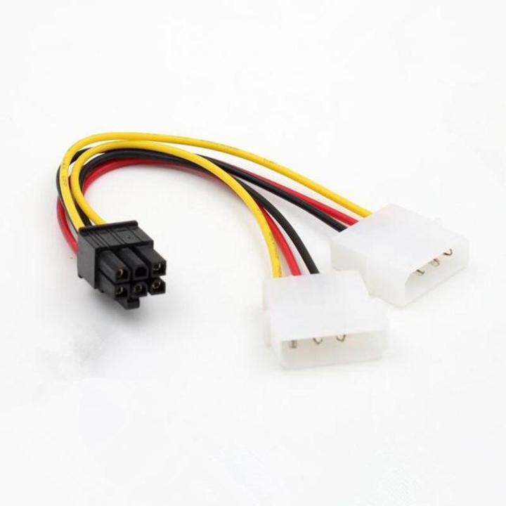 PCI Express 6 Pin To Dual 4 Pin Molex IDE Power Cable Adapter-Multicolor