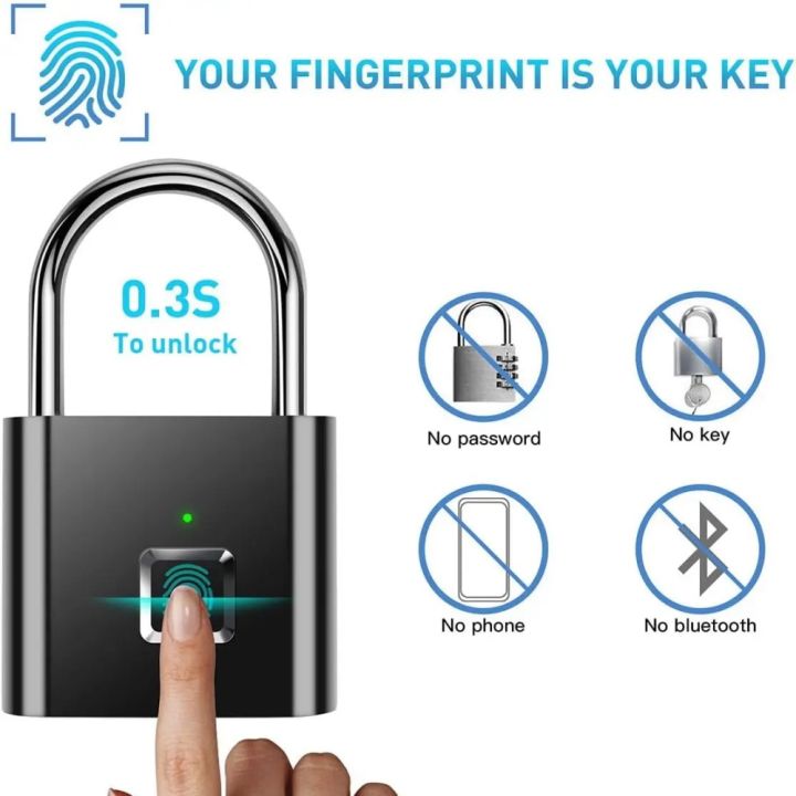 Fingerprint Padlock Locker Locks,Sall Outdoor Weatherproof Bluetooth - View #2