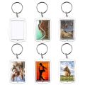 100Pcs Photo Keychain Rectangle Transparent Blank Acrylic Insert Photo Picture Frame Keyring Key Holder DIY Split Ring.
