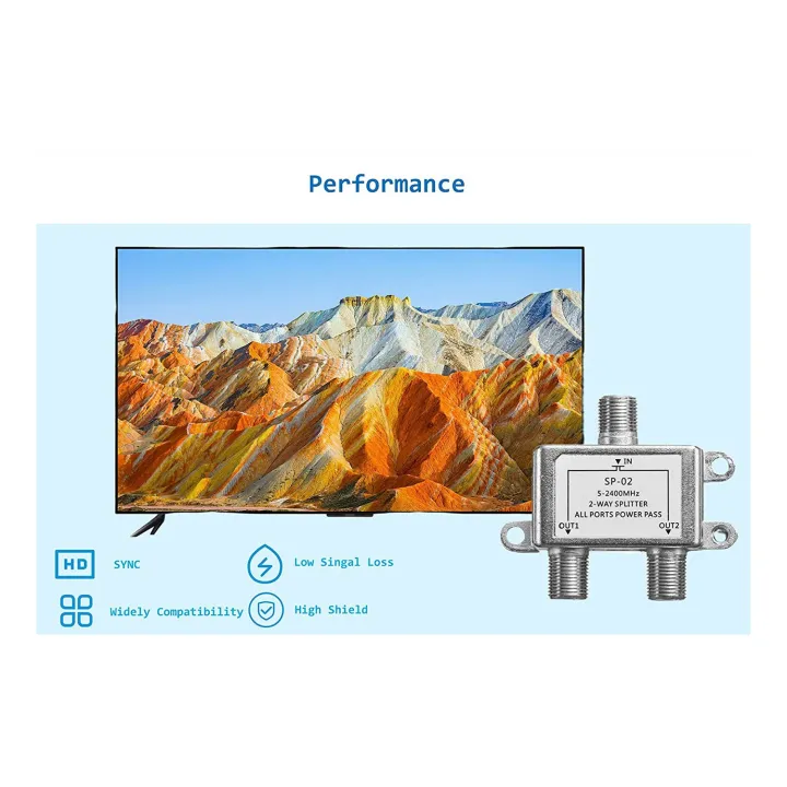 ZOROOM%20Digital%202%20Way%20Coaxial%20Cable%20Splitter%205-2400MHz,%20RG6%20Compatible,%20Work%20with%20Analog/Digital%20TV%20Connections%20and%20Internet%20-%20Image%203