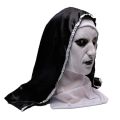 Scary Nun Mask Costume Horror Full Head Mask with Scarf Adult Creepy Costumes Party Props Plastic Ghost Latex Nun Dress Up Mask.