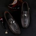 Crocodile Pattern Skin Loafer Shoes Men Slip-on Moccasins Handmade Man Casual Shoes Drive Walk Luxury Leisure.