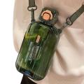 750ml Transparent Space Bottle Outdoor Sports Water Bottle With Strap Hangable Fitness Water Bottle For Camping Biking Running. 