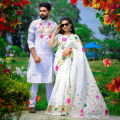 Dhupiyan Saree And Dhupiyan Panjabi Combo Couple Dress- Saree & Panjabi - Comfortable and Suitable for All Seasons and Occasions. 
