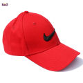 Black Embroidery logo Red Cotton Curved Cap For Men. 