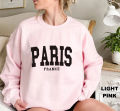 Paris France Sweatshirt Trendy Varsity Sweatshirt 100% Cotton fashion Vintage unisex Long Sleeve sweatshirt. 