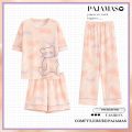 New Three-Piece Set Pajamas Women's Summer Cotton Shorts Trousers Casual Summer Can Be Worn outside Solid Color Homewear.