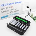 8-Slot Multi-Function Battery Charger USB Powered AA/AAA/C/D Rechargeable Battery Charger with LCD Display.