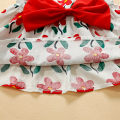 【Great Selection】 Summer New Girl Dress With Hat Sweet Flower Print Birthday Squad Dress Sweet Princess Dress.