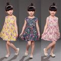 1-7 Years Girls Sleveeless Princess Dress Summer Flower Print Kids Dresses Cotton Children Clothing Elegant Dress for Baby Girl. 