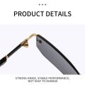 Retro UV400 Protection Rimless Rectangle Sunglasses Y2K Shades Frameless Sun Glasses for Women & Men.