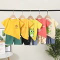 Children's short sleeve suit cotton girl new summer dress boy t-shirt shorts baby korean half sleeve children's clothes wholesale. 