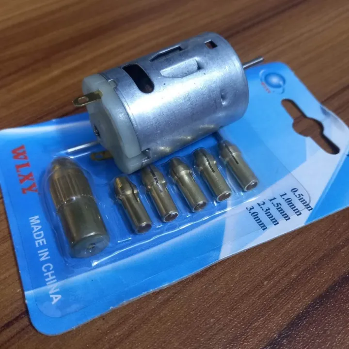 DC%2012V%20Motor%20With%20Mini%20Drill%20Chucks%20Set%205%20In%201%20Electric%20Motor%202.35mm%20Shaft%20Hole%20Micro%20Clamp%20Socket%20Adapters%20Gold%200.5mm%201mm%201.5mm%202mm%202.5mm%203mm%20Drill%20Chuck%20DIY%20Tools%20Set%20-%20Image%202