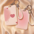 Cute Pink Love Credit Card Holders Keychain Bank ID Holders Badge Card Cover Case Business Card Holder Student Supplies. 