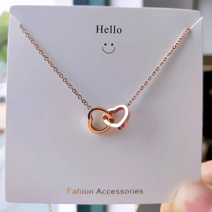 Two Heart Shaped Necklaces Chain For Women