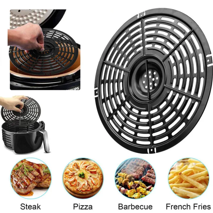 Dishwasher-Safe Air Fryer Grill Pan Heat Resistant Easy-Clean Non-Stick Air Fryer Crisper Plate Compatible Airfryer Accessory