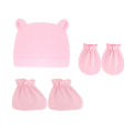 5pcs/lot Newborn Baby Cotton Beanies Hospital Hat and Mittens Set Solid Candy Color Stretchy Infant Warm Cap Gloves 0-1 Years Ol. 