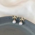 Bowknot Pearl Clip Earrings No Hole Ear Clips Metal Bow Clip on Earring Without Piercing Minimalist Earring CEaG19. 