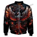 Winter Fashion Men's Bomber Jacket Animal Phoenix Retro Pattern 3D Printed Warm Thick zipper Jacket Unisex Casual Coat FY24. 