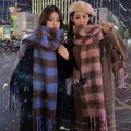 Autumn and Winter New Cashmere-like Plaid Scarf for Women Winter Korean Style Versatile High-Grade Shawl Thickened Warm Scarf Fashion. 