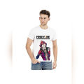 Garena Free Fire Joker Fashionable Men Round Neck White T-Shirts Half Sleeve Free Fire HD printed T-shirt. 