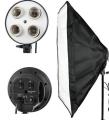 Professional 4-in-1 E27 Lamp Holder Studio Softbox Light Kit (Black) with 60x60cm Stand Included for Lighting Mastery. 