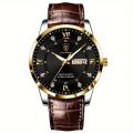 POEDAGAR Men's Business Leisure Quartz Watch Luminous Waterproof Fashion Analog Calendar Wrist Watch.