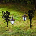 2Pcs Metal Fairy Solar Light Outdoor Black Yard Decorations for Lawn,Patio,Courtyard.