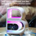 New 4 In 1 Bluetooth Speaker Multifunctional Wireless Charging With Clock LED Atmosphere Colorful Night Light Alarm Clock Bluetooth Speaker Portable Modern Speaker Support Bluetooth, AUX, U Disk, TF Card.