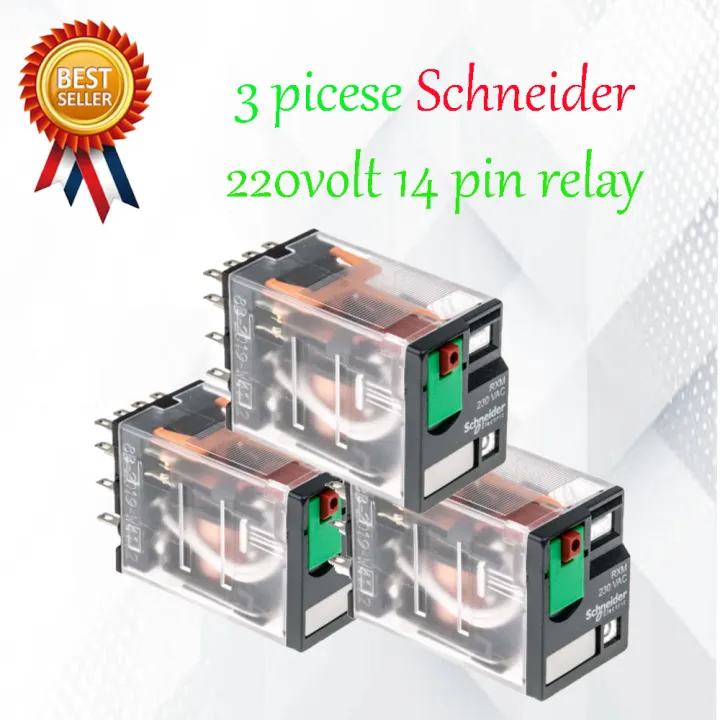 3%20Pieces%20AC%20220V/240V%20Coil%2014%20Pin%20DPDT%20Power%20Electromagnetic%20Relay%20Schneider%20-%20Image%202