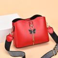 Wide Strap 2023 PU Leather Women bucket Handbags Fashion Brand Designer Lady's Shoulder Crossbody Handbag Female Bags. 