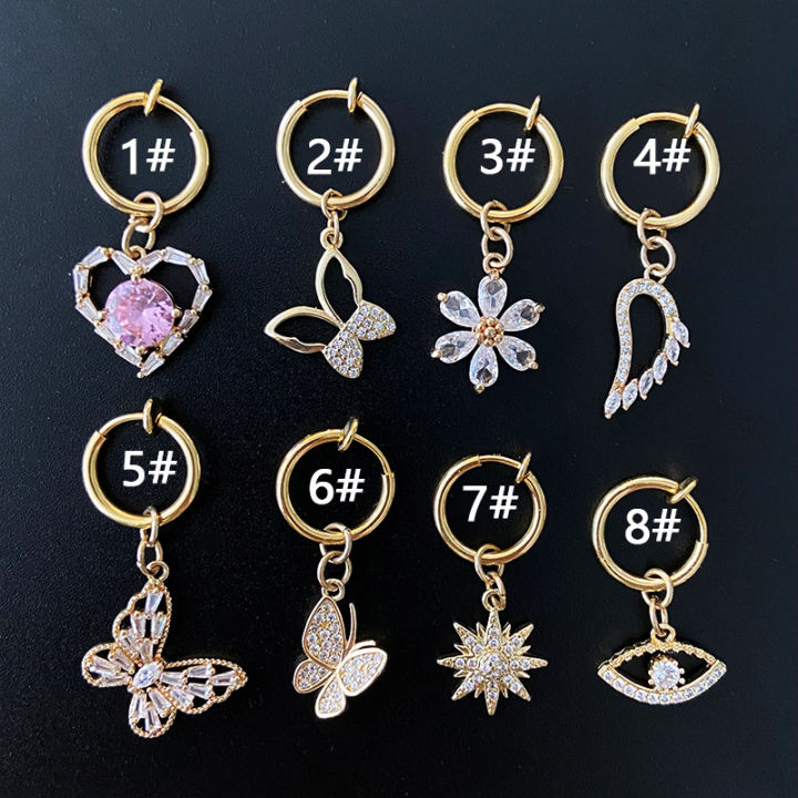 Gabby European and American Love Flower Butterfly Angel Spring Ring Navel Ring No Hole Navel Ring Navel Navel Ear Clip Dual Use Spot