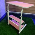 Double Layer Adjustable Reading Table (Moveable & Height Adjustable Laptop Table with 2 Shelves / Study Table / Side Table). 