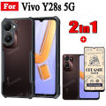 2 in 1 Vivo Y28s Phone Case for Vivo Y28 4G Y 28 5G Anti-Spy Tempered Glass.