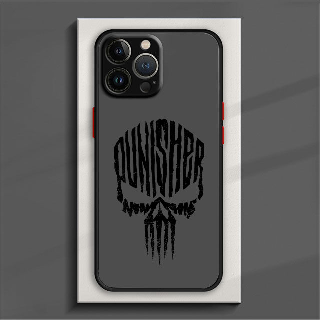 Marvel%20Art%20Punisher%20Phone%20Case%20For%20iPhone%2015%2014%2013%2012%2011%20Pro%20Max%20mini%20XS%20Max%20XR%20X%208%20Plus%20SE%20Frosted%20Translucent%20Cover%20-%20Image%203
